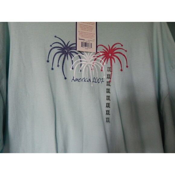 America 2007 fireworks flag inspired women's plus size 2XL eggshell blue t-shirt - Picture 4 of 7